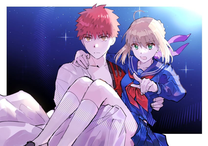 artoria pendragon, emiya shirou, senji muramasa, and master artoria (fate and 2 more) drawn by appleale19