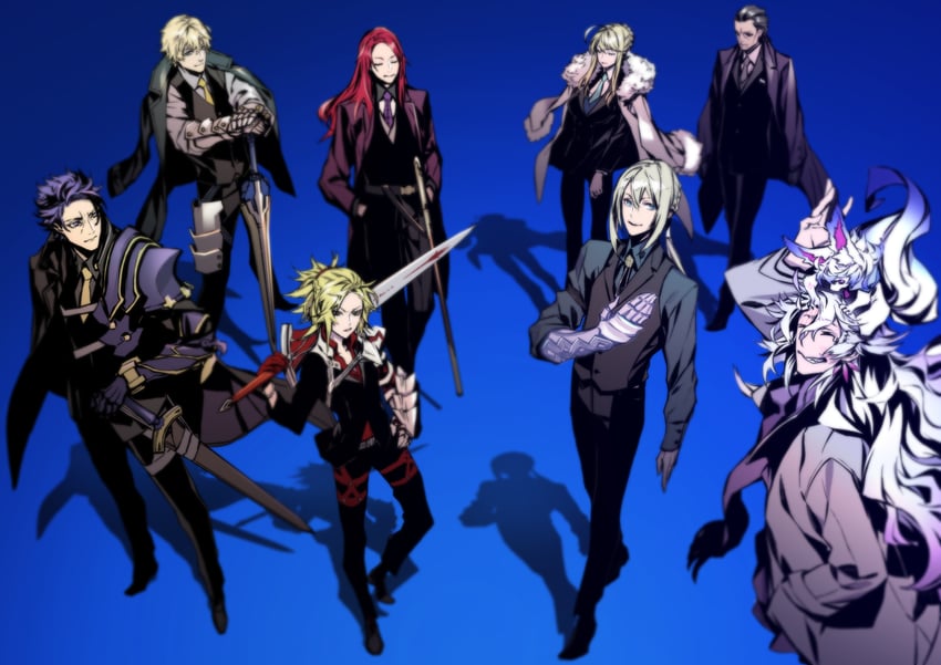 artoria pendragon, mordred, fou, merlin, gawain, and 4 more (fate and 1 more) drawn by miwa_shirow