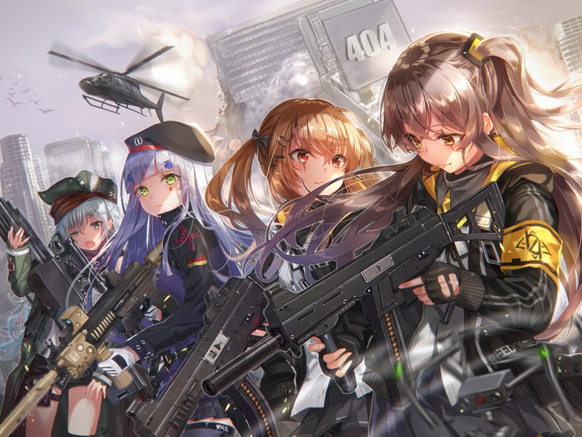hk416, ump45, ump9, and g11 (girls' frontline) drawn by sakura_honoka_(srhk0623)
