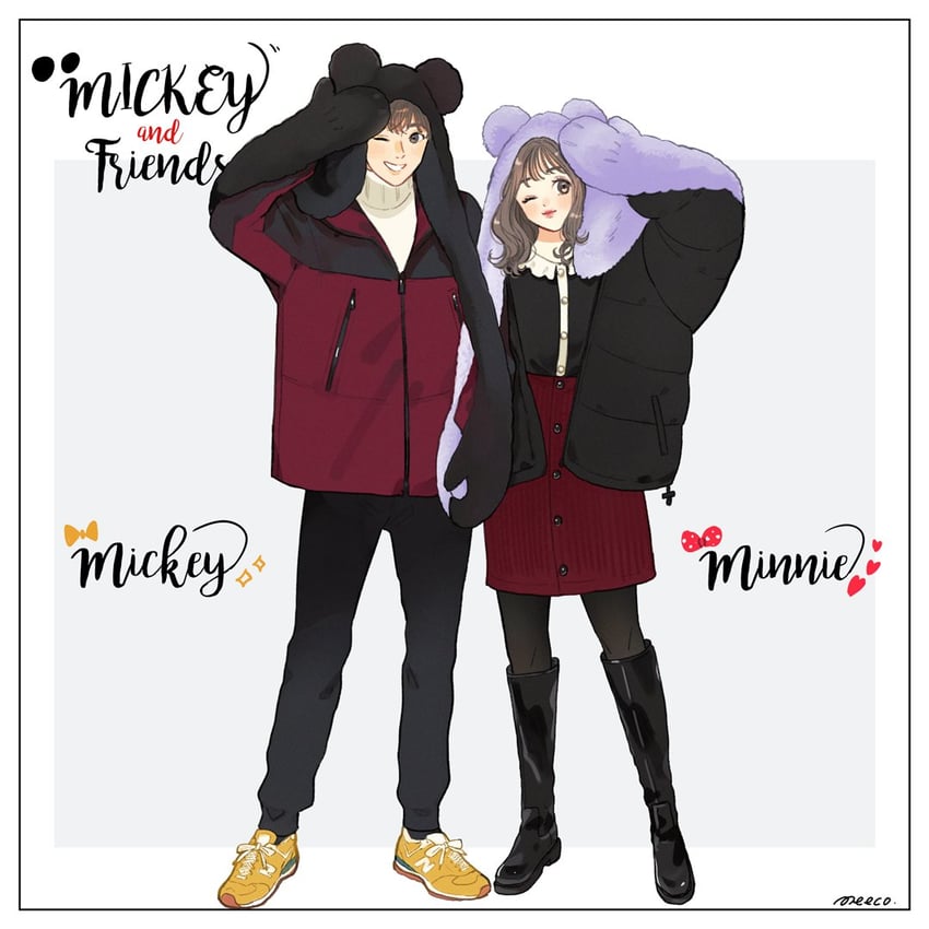 mickey mouse and minnie mouse (mickey mouse & friends) drawn by meecosme