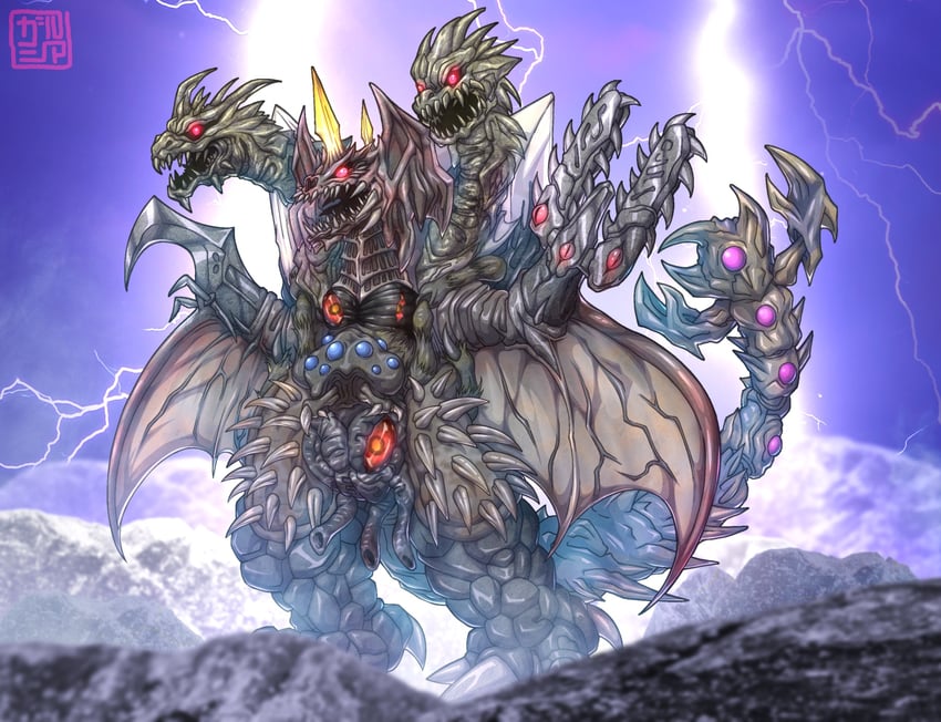 gigan, destoroyah, spacegodzilla, hedorah, anguirus, and 4 more (ultra series and 5 more) drawn by levanshousa913