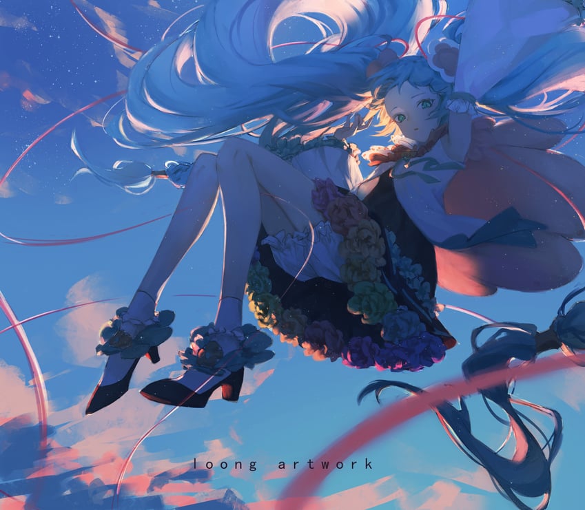 hatsune miku and magical mirai miku (vocaloid and 1 more) drawn by loong_(loong_blo)