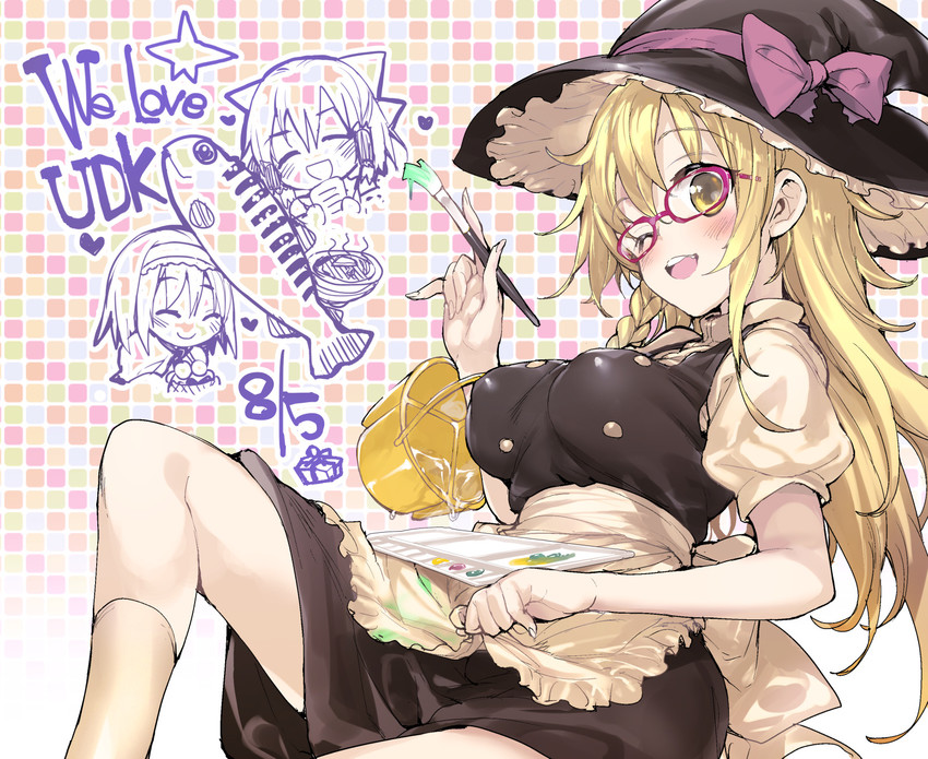 hakurei reimu, kirisame marisa, alice margatroid, uzuki, and reu (touhou and 1 more) drawn by mutsutake