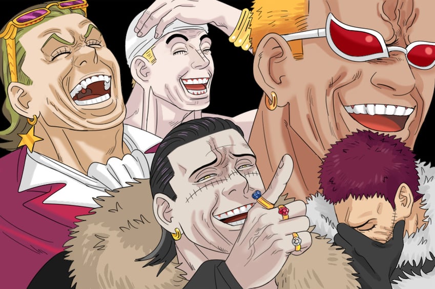 donquixote doflamingo, crocodile, charlotte katakuri, enel, and gild tesoro (one piece and 1 more) drawn by mg_cls