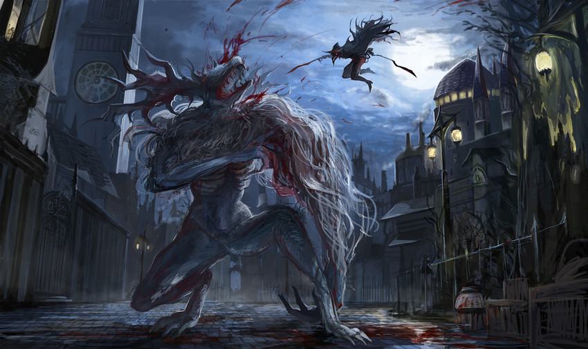eileen the crow and cleric beast (bloodborne) drawn by maddoze