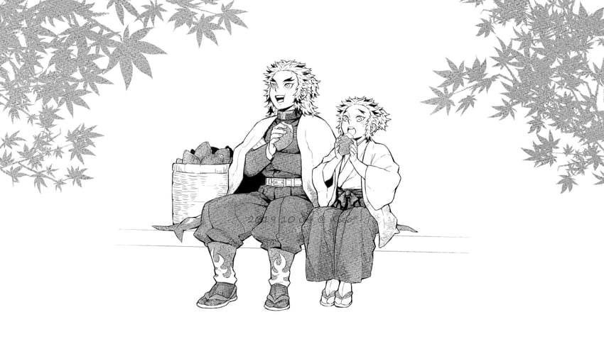 rengoku kyoujurou and rengoku senjurou (kimetsu no yaiba) drawn by nico0923