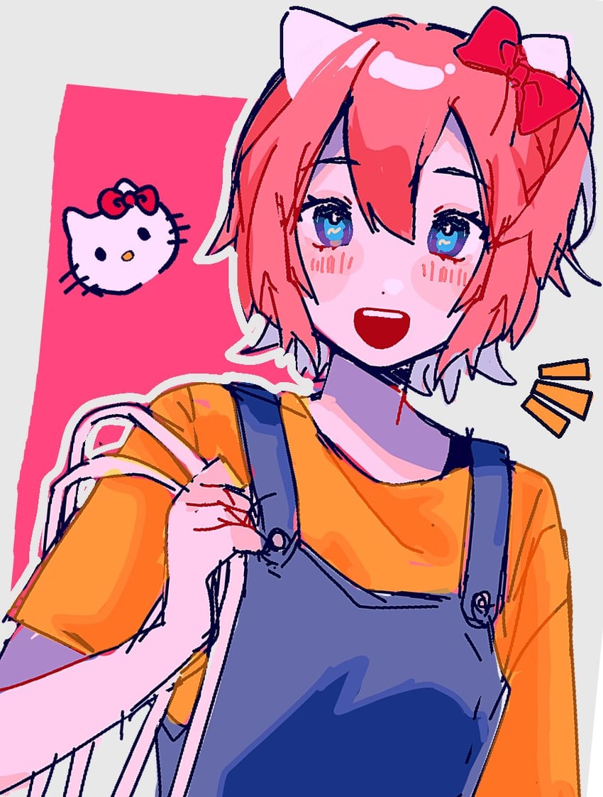 hello kitty and sayori (sanrio and 2 more) drawn by avocado_umaaai