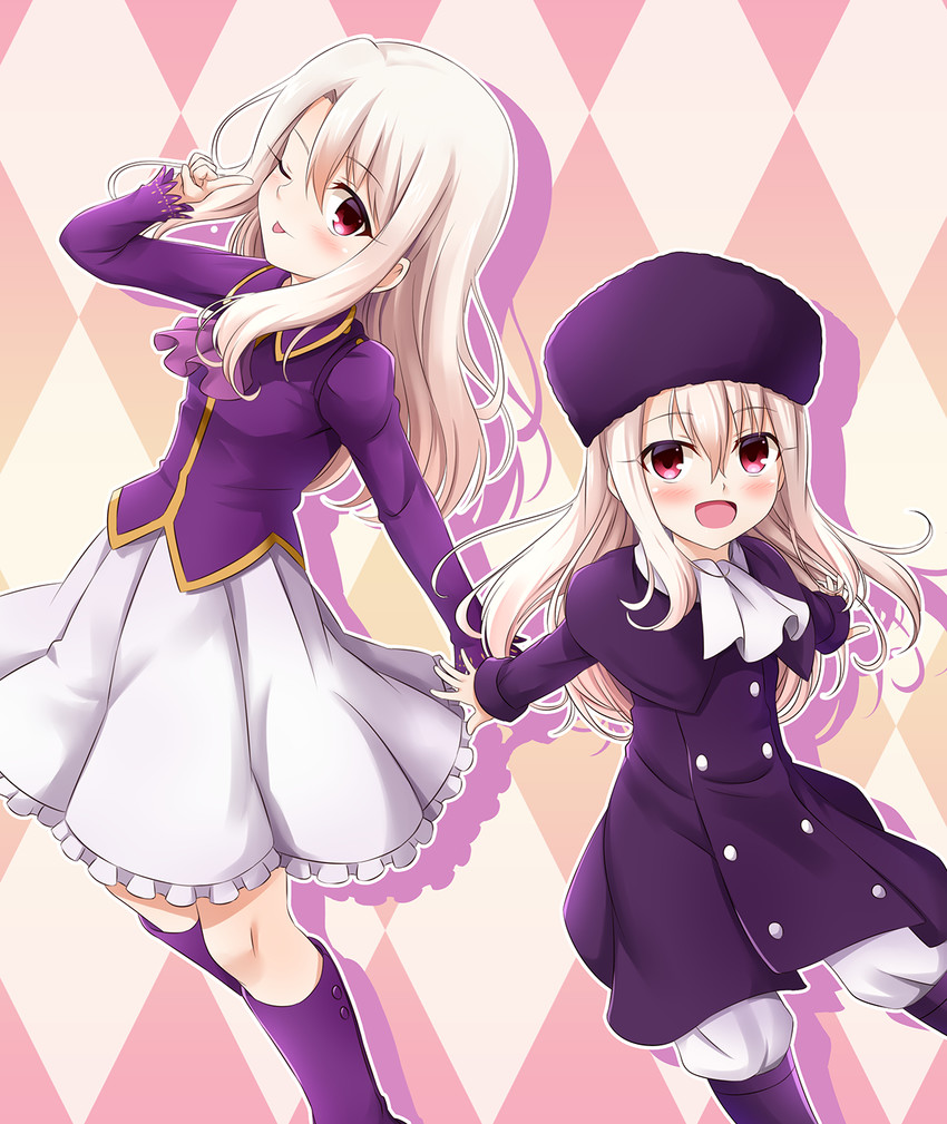 illyasviel von einzbern (fate and 2 more) drawn by morokoshi_(tekku)