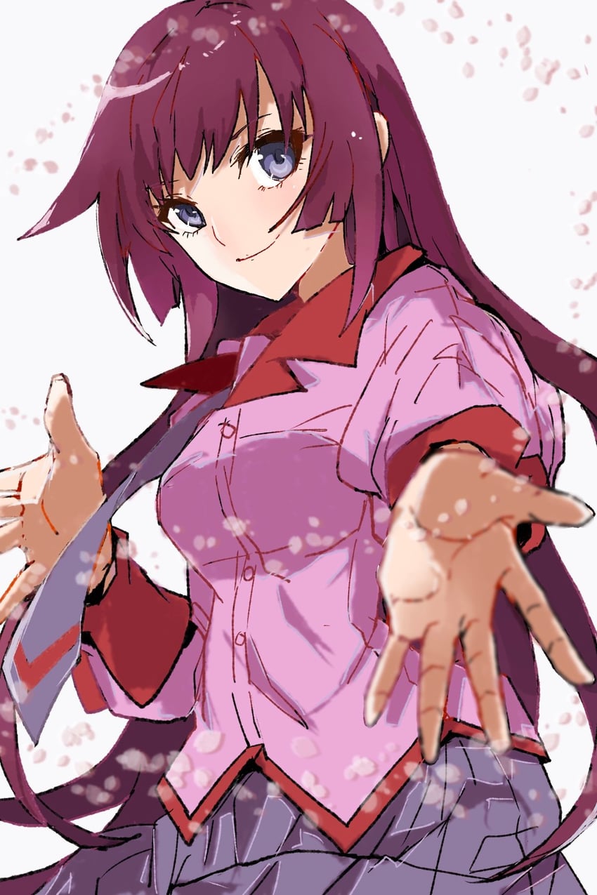 senjougahara hitagi (monogatari and 1 more) drawn by valhalla0707