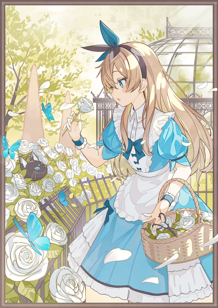 alice and cheshire cat (alice's adventures in wonderland) drawn by wakuseiy