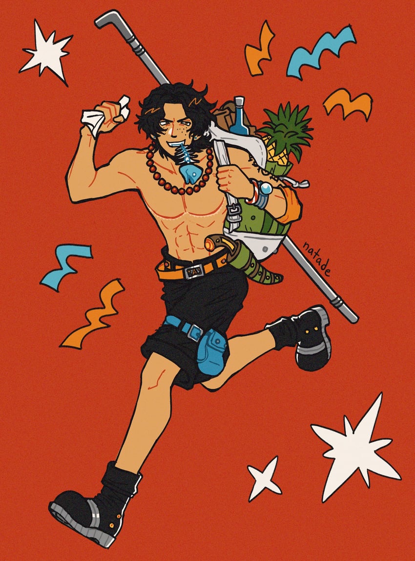 portgas d. ace (one piece) drawn by natade_art