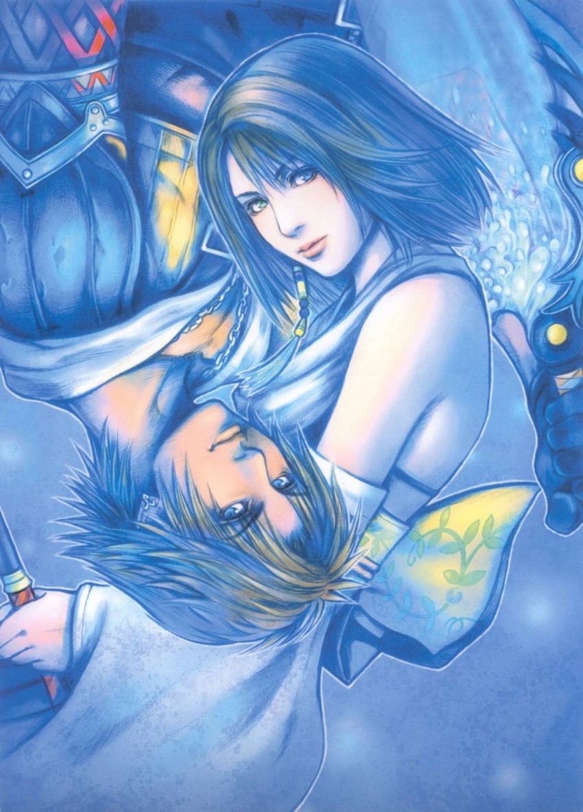 yuna and tidus (final fantasy and 1 more) drawn by nomura_tetsuya