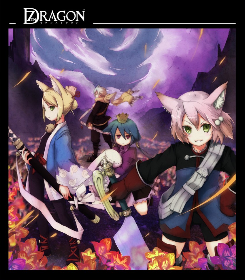 fighter, harukara, samurai, princess, momomeno, and 3 more (7th dragon) drawn by crost