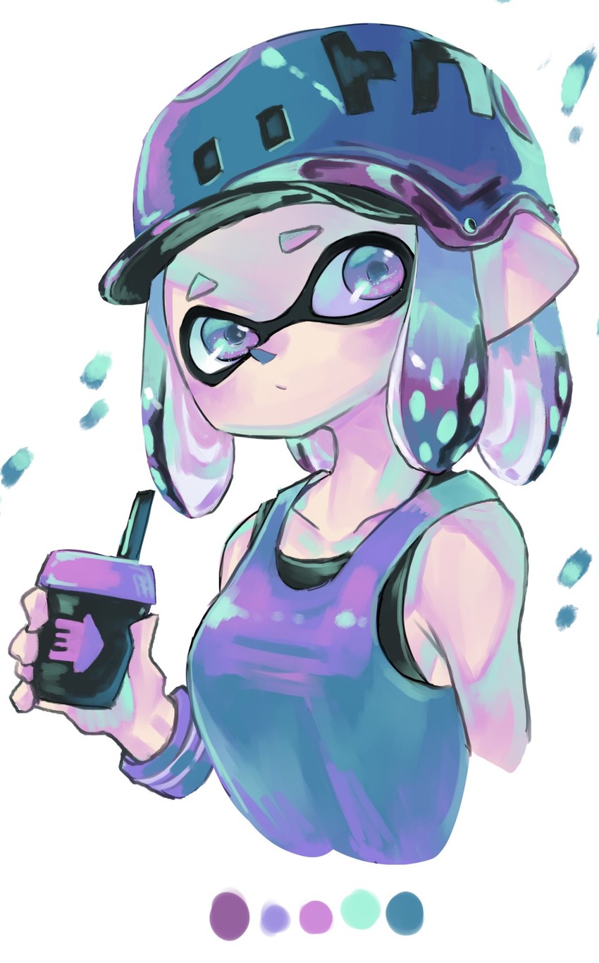 inkling player character and inkling girl (splatoon and 1 more) drawn by kashu_(hizake)