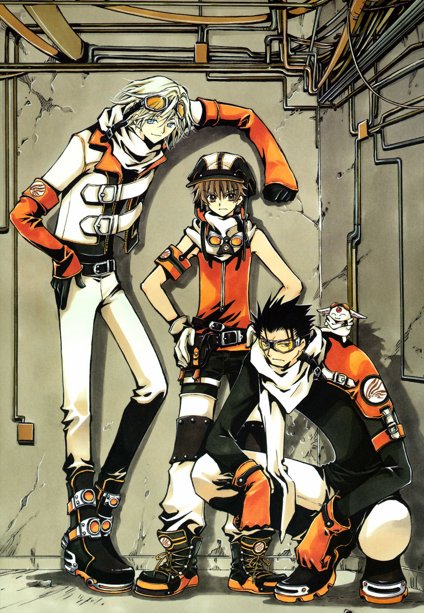 mokona, xiaolang, fai d. flowright, and kurogane (tsubasa chronicle) drawn by clamp_(circle)