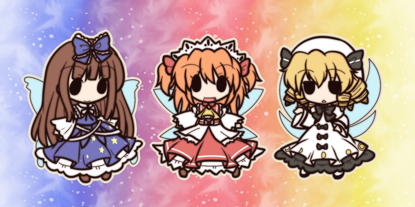 star sapphire, luna child, and sunny milk (touhou) drawn by fushigi_ebi