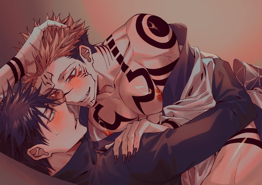 fushiguro megumi and ryoumen sukuna (jujutsu kaisen) drawn by azukiharuta_ju