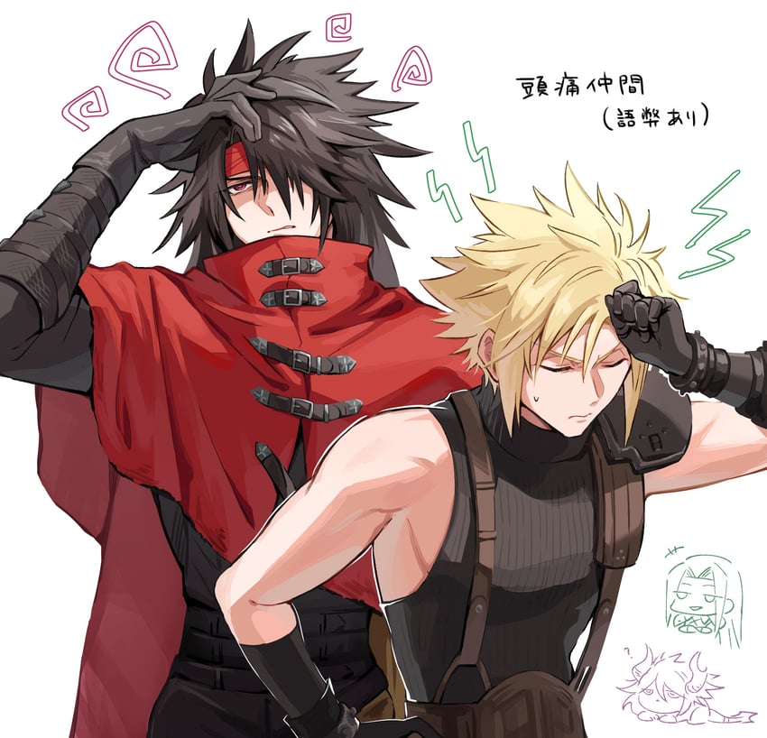 cloud strife, sephiroth, and vincent valentine (final fantasy and 3 more) drawn by az_(pixiv_108058292)