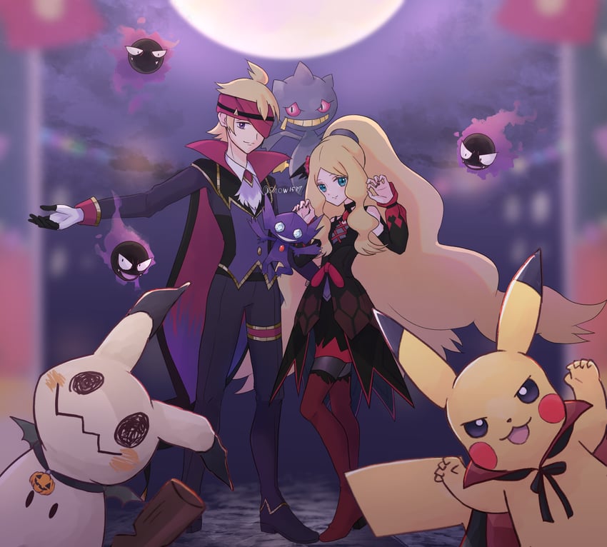 pikachu, mimikyu, gastly, banette, sableye, and 2 more (pokemon and 1 more) drawn by snow_(ffgf7255)
