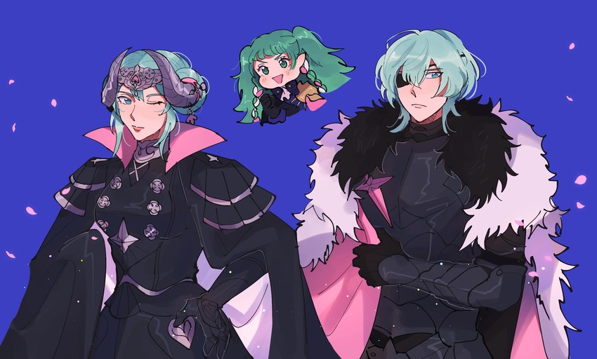 edelgard von hresvelg, dimitri alexandre blaiddyd, claude von riegan, female byleth, sothis, and 1 more (fire emblem and 1 more) drawn by seirorath