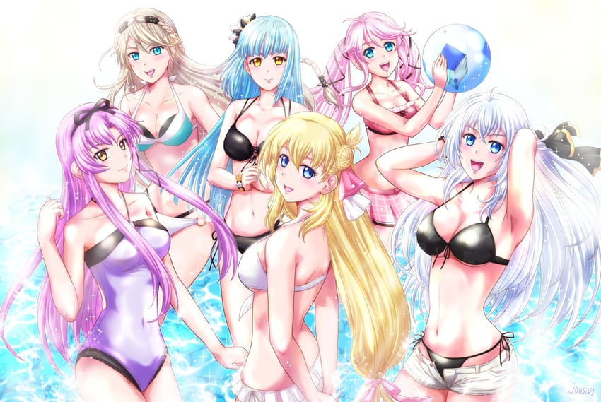 renne, agnes claudel, shizuna rem misurugi, elaine auclair, nadia rayne, and 1 more (eiyuu densetsu and 2 more) drawn by xiacheng_tatsuya
