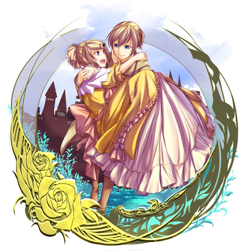 kagamine rin, kagamine len, riliane lucifen d'autriche, and allen avadonia (vocaloid and 2 more) drawn by ichi_ka