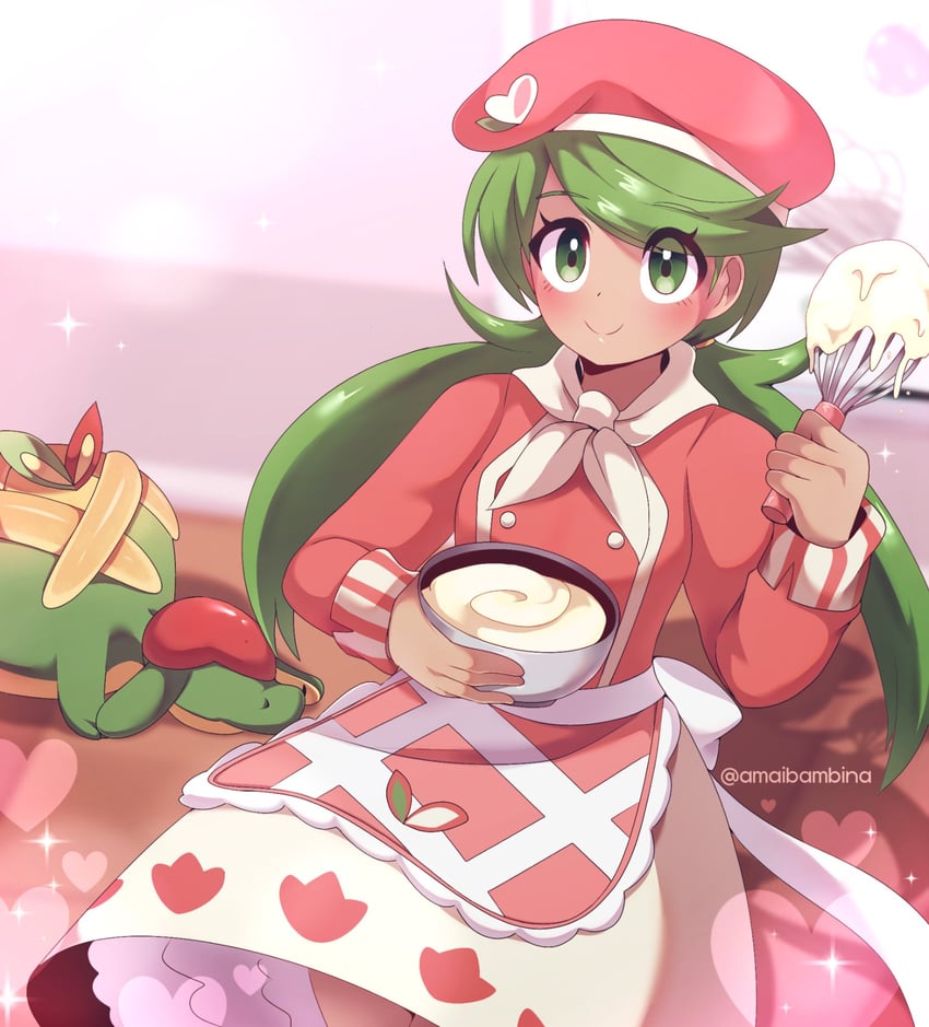 appletun and mallow (pokemon and 1 more) drawn by amaibambina