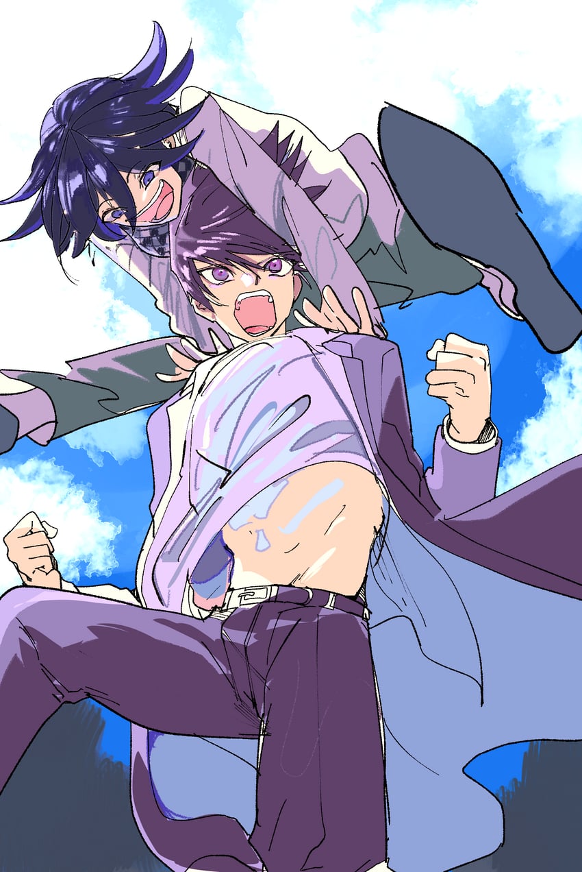 oma kokichi and momota kaito (danganronpa and 1 more) drawn by suyako_(oekaki)