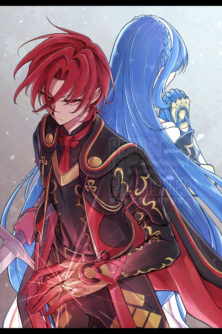 male alear and female alear (fire emblem and 2 more) drawn by s1wa_3
