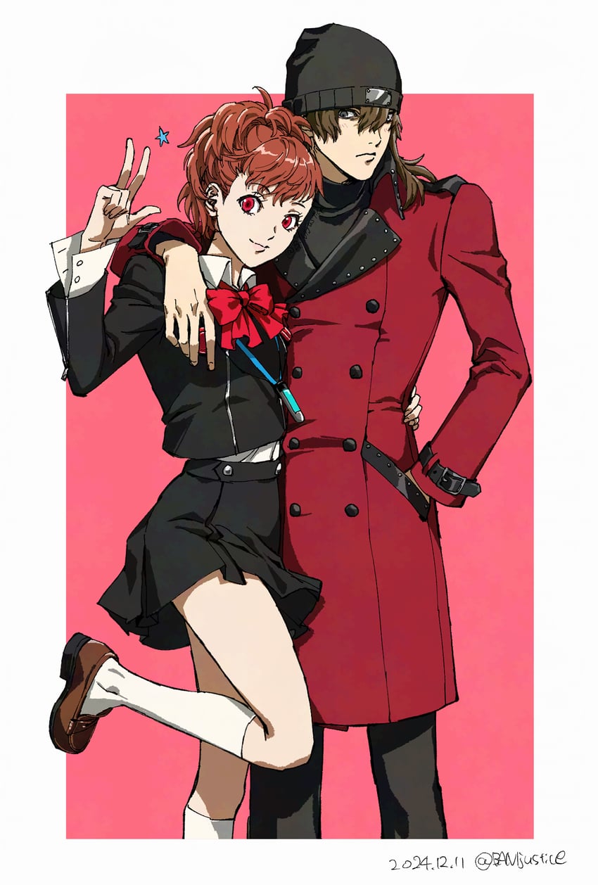 shiomi kotone and aragaki shinjirou (persona and 2 more) drawn by banijustice