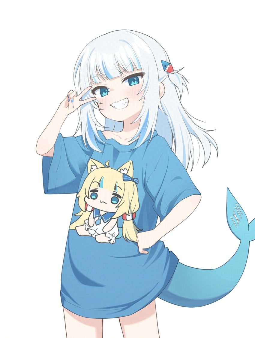 gawr gura and sameko saba (hololive and 2 more) drawn by ugaaaa1