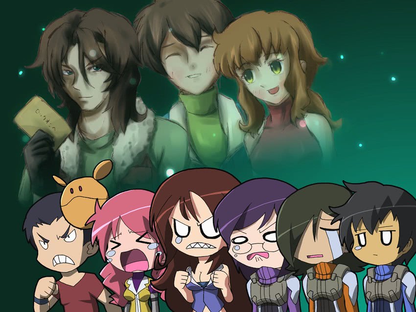 haro, tieria erde, setsuna f. seiei, feldt grace, lockon stratos, and 4 more (gundam and 1 more) drawn by ryuuta_(cure_ryuuta)