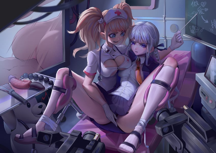 kirigiri kyoko, enoshima junko, monokuma, and naegi makoto (danganronpa and 1 more) drawn by h.an_(516635864)