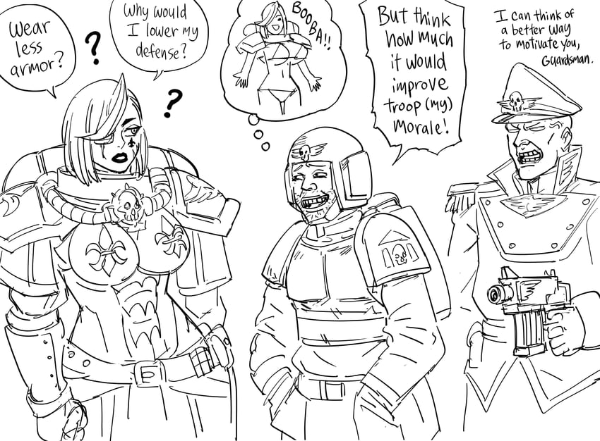 adepta sororitas, astra militarum, coomer, and commissar (warhammer 40k) drawn by bb_(baalbuddy)