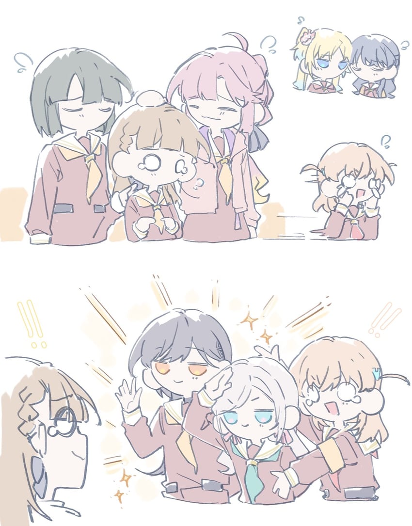 hinoshita kaho, murano sayaka, osawa rurino, momose ginko, anyoji hime, and 3 more (love live! and 1 more) drawn by hoshiji