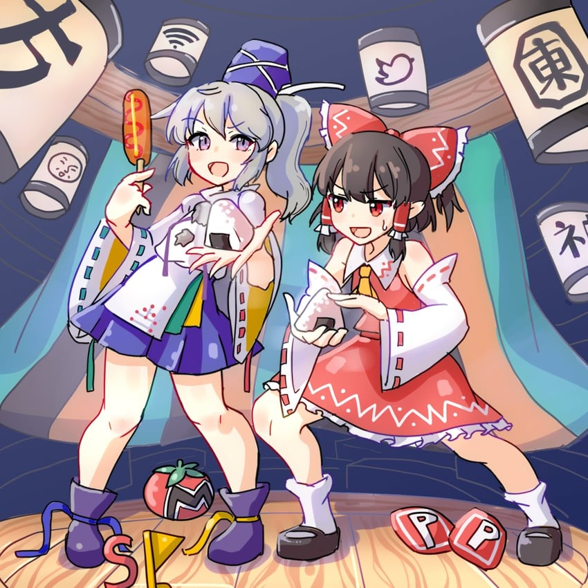 hakurei reimu and mononobe no futo (touhou and 1 more) drawn by kappy745