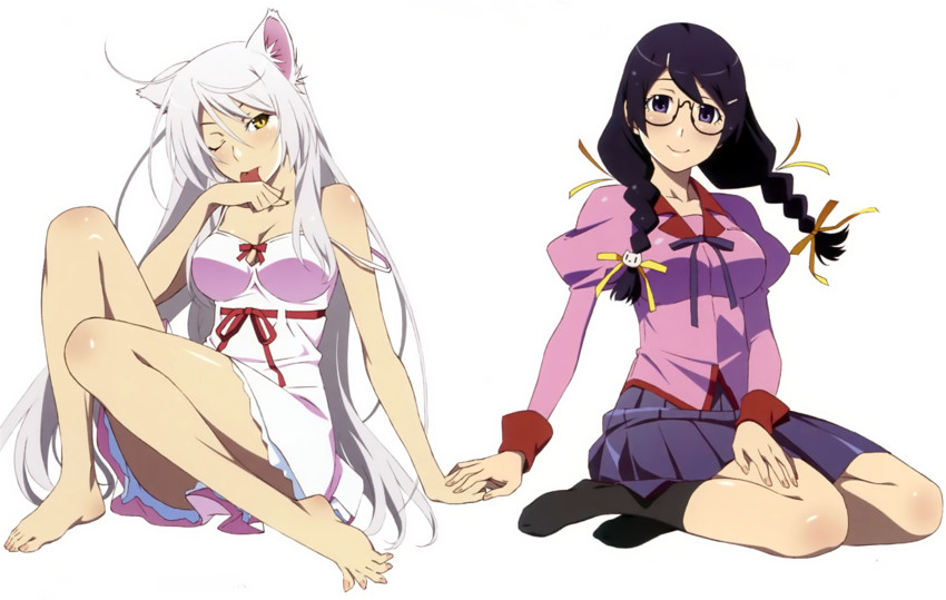 hanekawa tsubasa and black hanekawa (monogatari) drawn by watanabe_akio