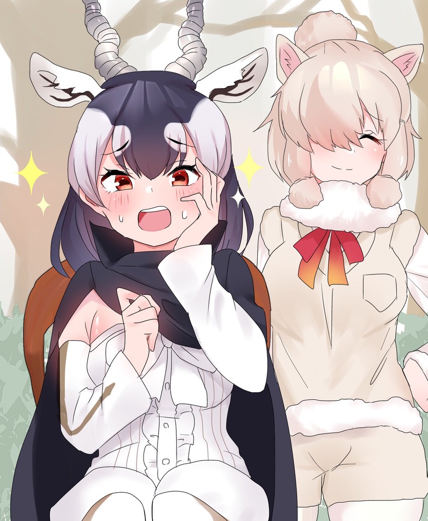alpaca suri and blackbuck (kemono friends and 1 more) drawn by umidori_(toriniku)