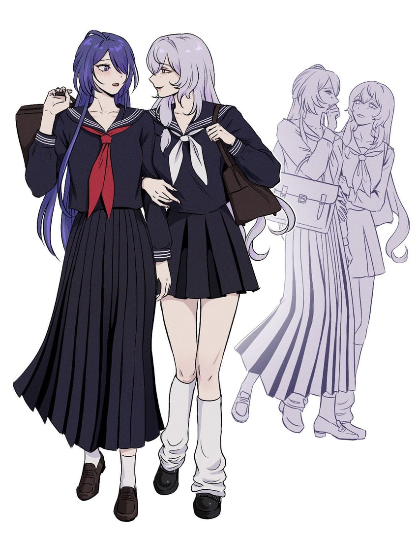 acheron and black swan (honkai and 1 more) drawn by yeom