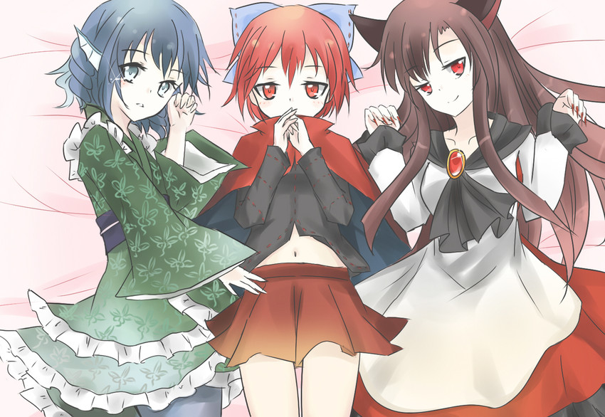 imaizumi kagerou, sekibanki, and wakasagihime (touhou and 1 more) drawn by aaaabo