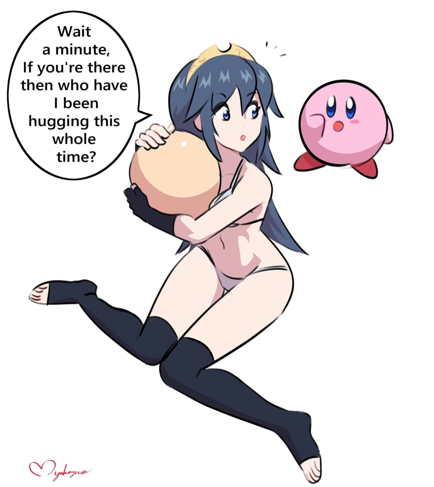 kirby and lucina (fire emblem and 3 more) drawn by maho_malice