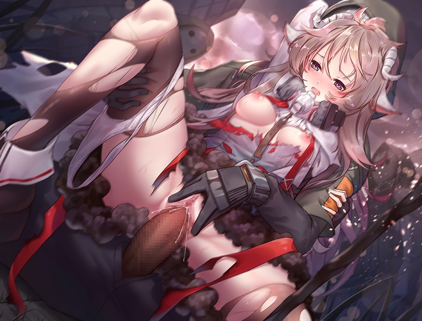 eyjafjalla and reunion soldier (arknights) drawn by ten_no_hoshi
