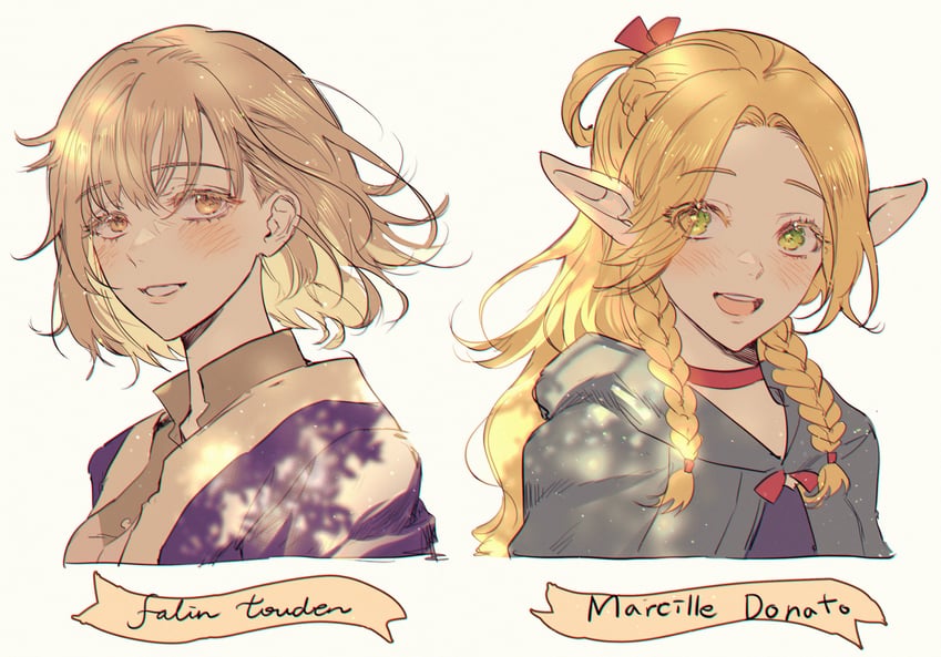 marcille donato and falin touden (dungeon meshi) drawn by mop_0211