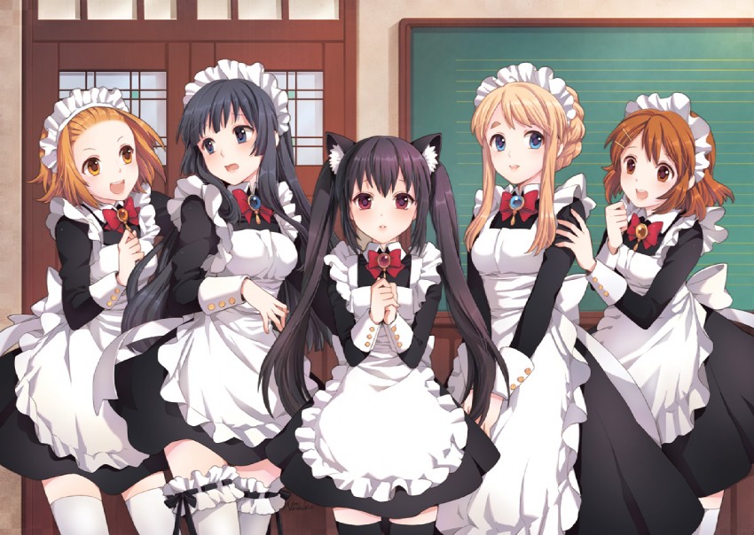 akiyama mio, nakano azusa, hirasawa yui, tainaka ritsu, and kotobuki tsumugi (k-on!) drawn by nardack