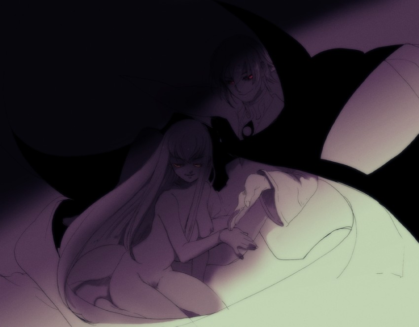 c.c. and lelouch vi britannia (code geass) drawn by kanke_(yonkuma)