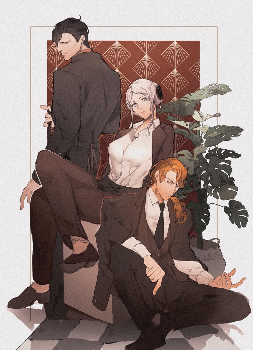 edelgard von hresvelg, hubert von vestra, and ferdinand von aegir (fire emblem and 1 more) drawn by user_jdxn7382