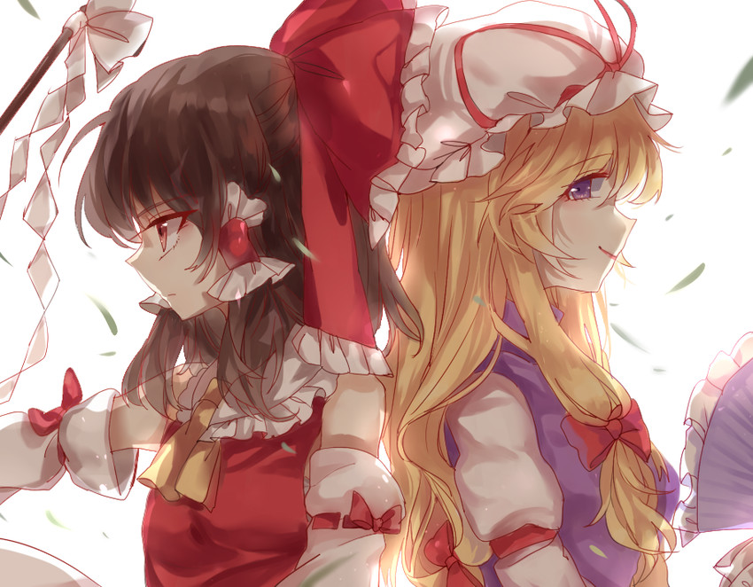 hakurei reimu and yakumo yukari (touhou) drawn by meng_ziya