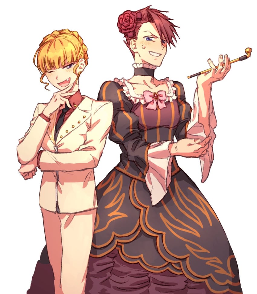 beatrice and ushiromiya battler (umineko no naku koro ni) drawn by hswoimuxk0pwr0h_(bbdan)