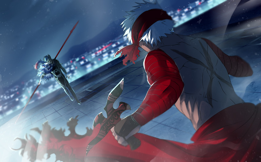 cu chulainn and archer (fate and 1 more) drawn by arrow_(tamawo222)