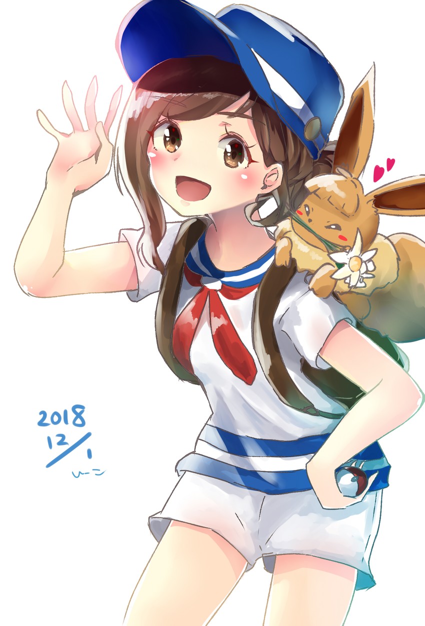 eevee and elaine (pokemon and 1 more) drawn by e-co